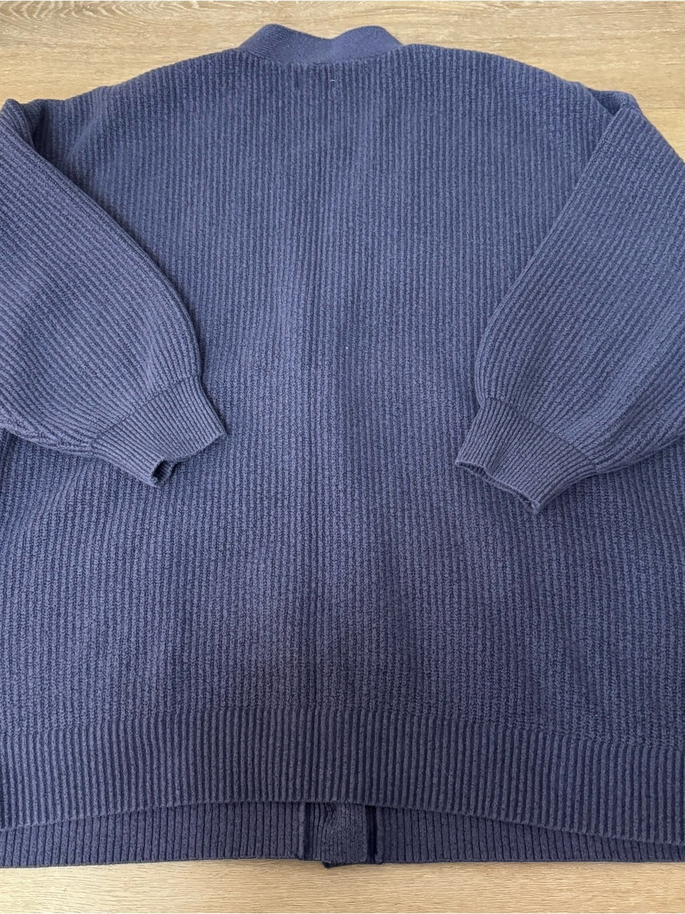 aerie Deep Blue Ribbed Button-Front Cardigan - Picture 5 of 6